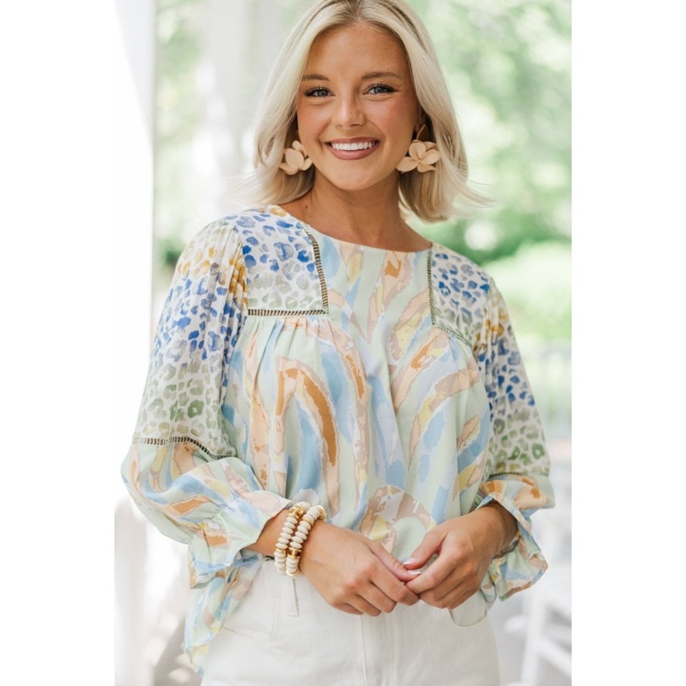 Shop The Mint Blouse XL Sage Green Mixed‎ Print